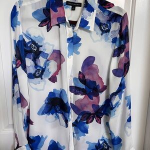 Banana Republic Blue and Purple Floral Shirt